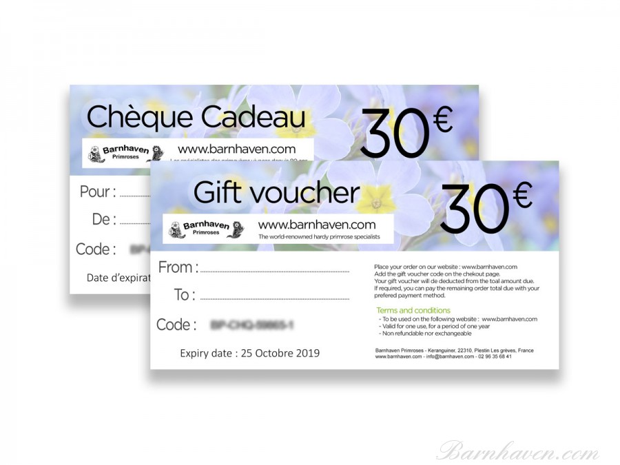 Chèque cadeau plants 30€